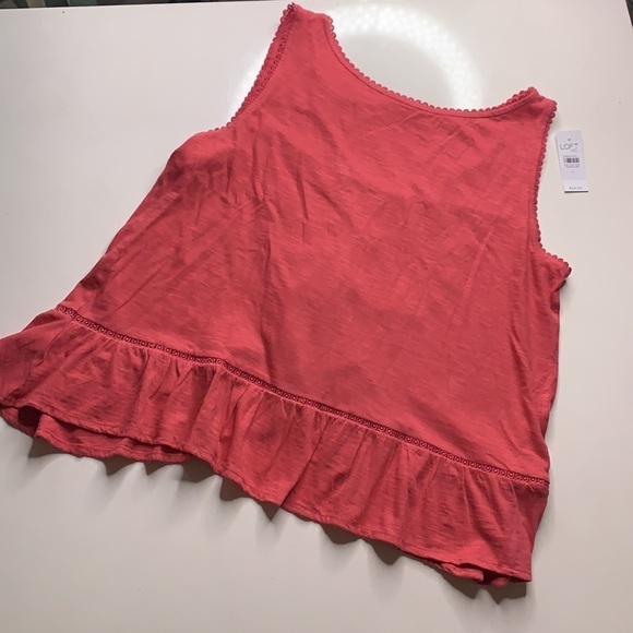 NWT Loft Coral Ruffle Rear Crochet ribbon peplum new with tags - Picture 7 of 7